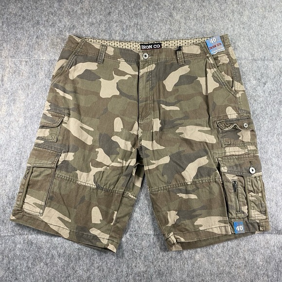 Camo Other - Iron Co Shorts Men's 40 Green Camouflage Baggy‎ Wide Leg Y2K Cargo NWT
